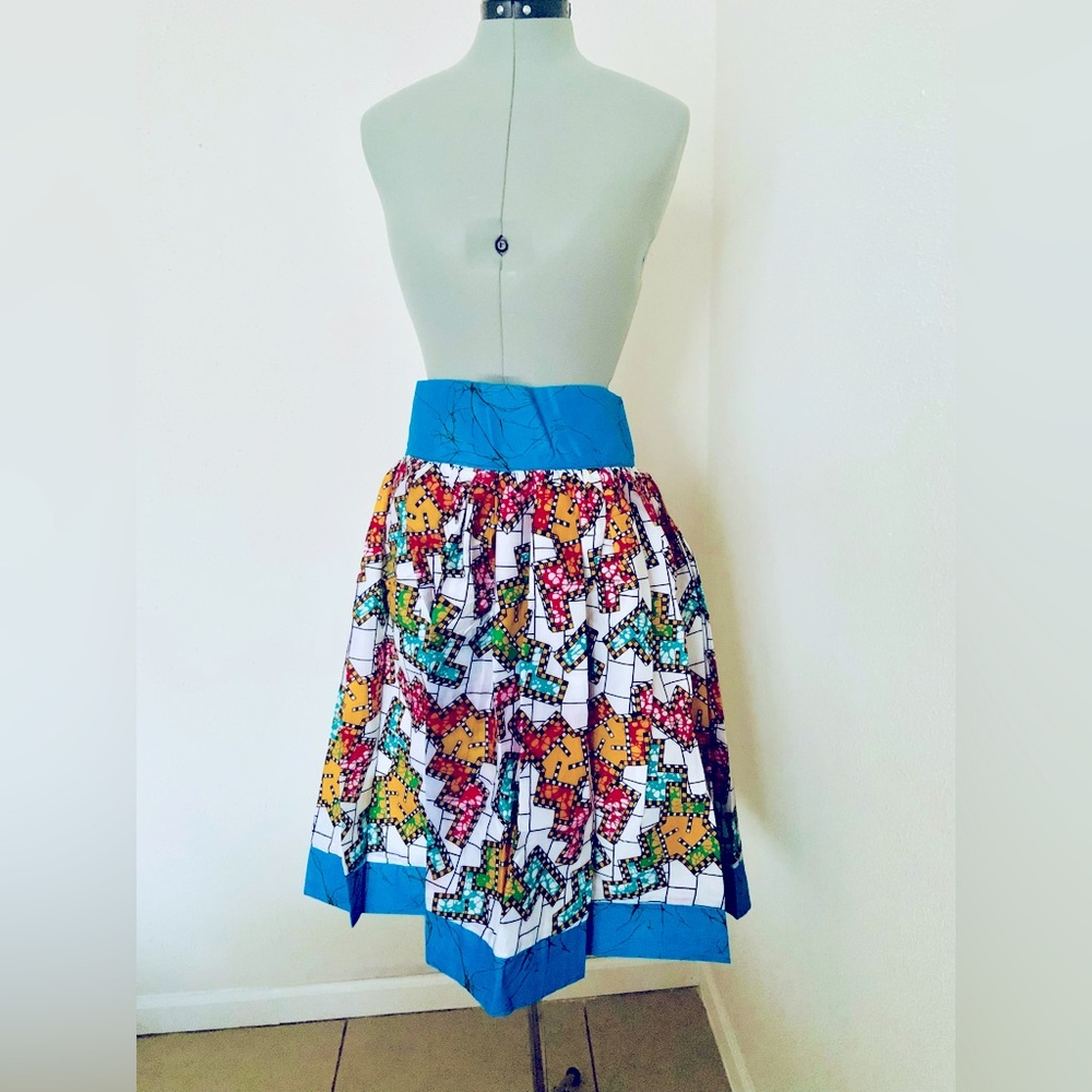 New African Ankara  Multicolored Flare Skirt